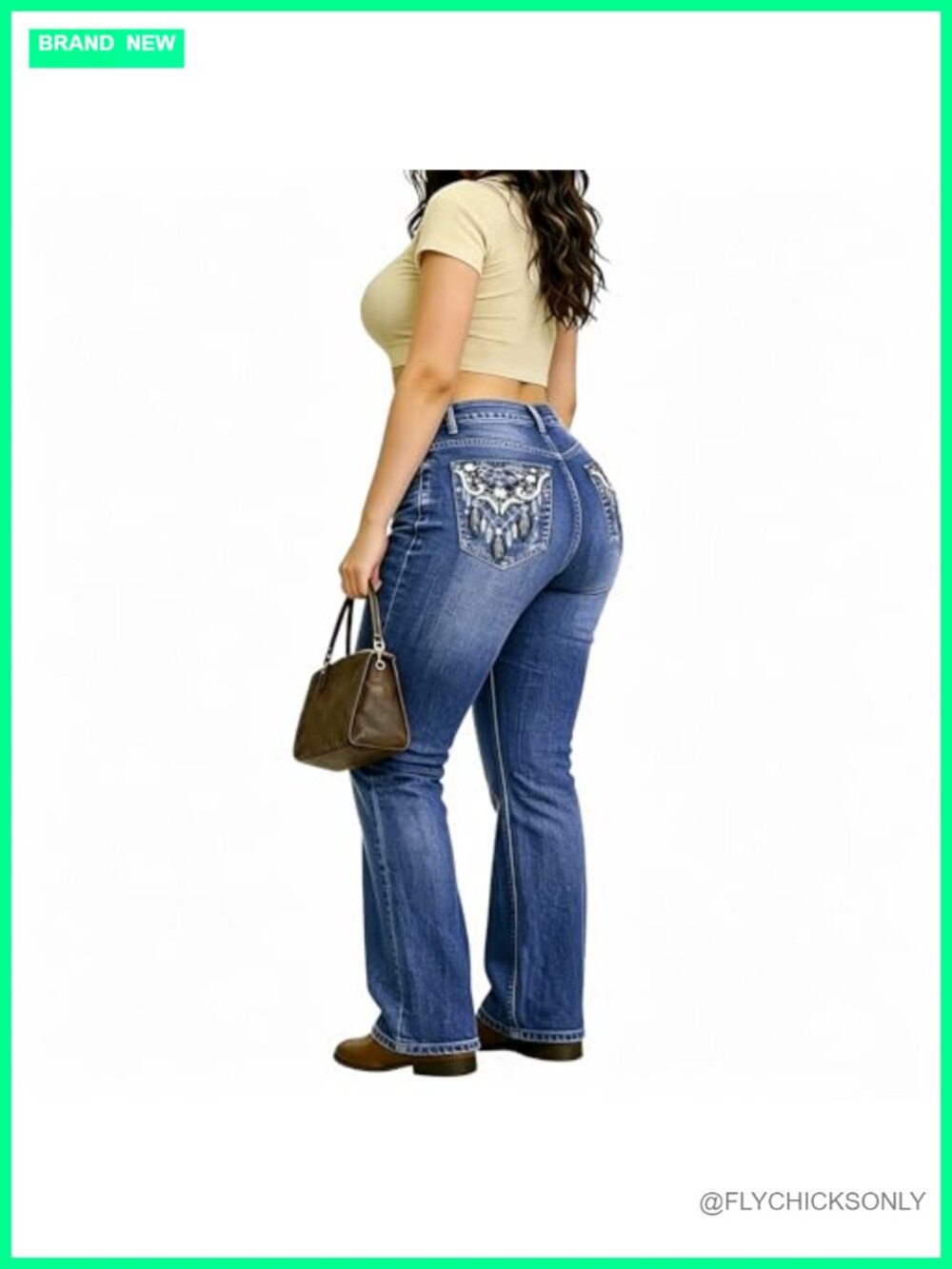 Plus Size Boot Cut Jeans High Waist Stretchy Flare Bell Bottom Denim Pants